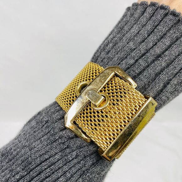 Vtg 1970s Set Gold Tone Mesh Belt and Bracelet main image 9